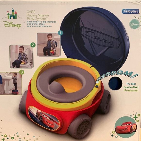 Cars racing mission potty system! 3 in 1 potty pot, trainer seat, and step stool